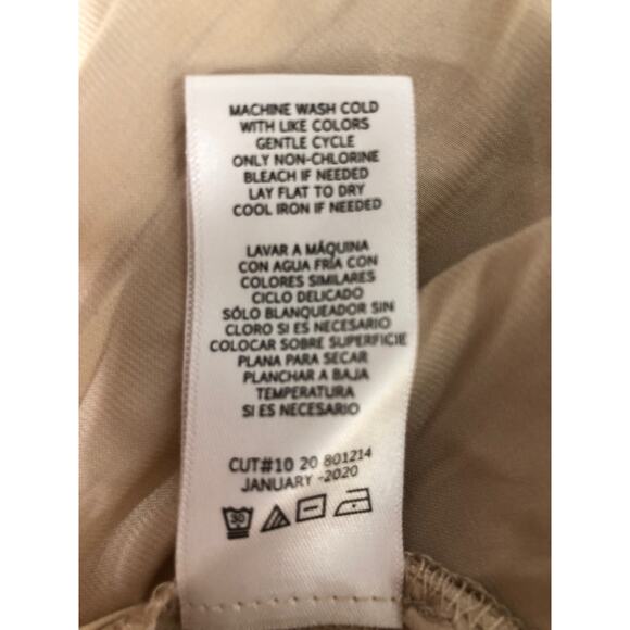 Love Whit Port Dress Tie Waist Short Sleeve Button Front Midi Nude S - Picture 14 of 15